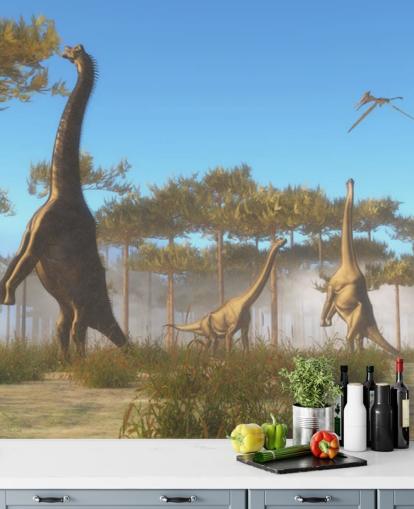 Brachiosaurus Spise Treblader Veggmaleri