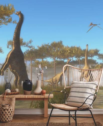 Décoration murale brachiosaure mangeant des feuilles d'arbre