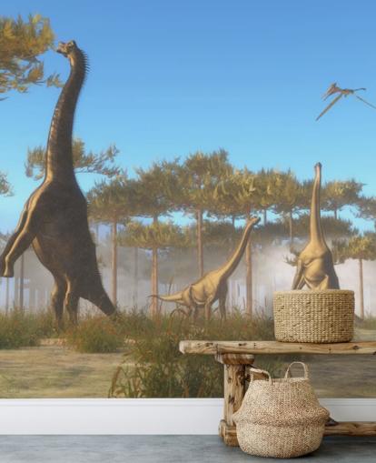 Mural de pared Brachiosaurus comiendo hojas de árboles