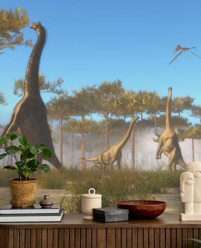 Brachiosaurus Esst Baumblätter Wandgemälde Brachiosaurus Esst Baumblätter Wandgemälde