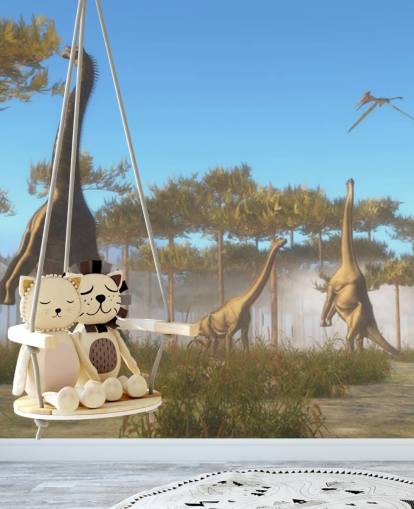 Brachiosaurus äta träd lämnar väggmålning Brachiosaurus äta träd lämnar väggmålning