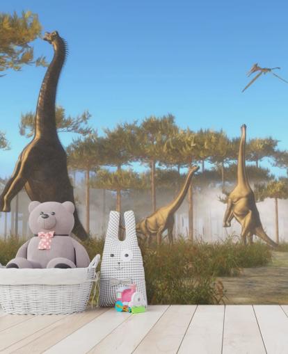 Brachiosaurus eet boombladeren muurschildering