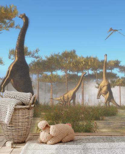 Mural de pared Brachiosaurus comiendo hojas de árboles