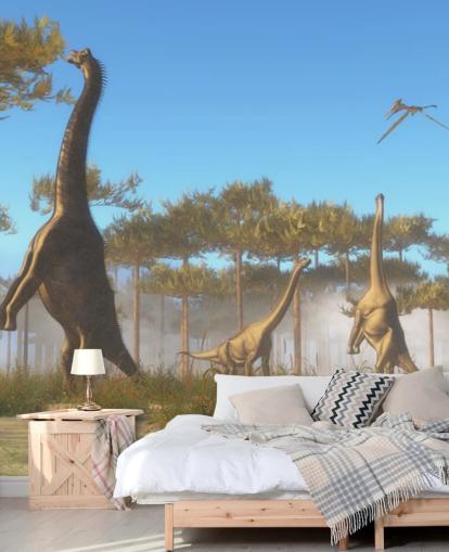 Brachiosaurus Eating Tree Leaves Wall Mural