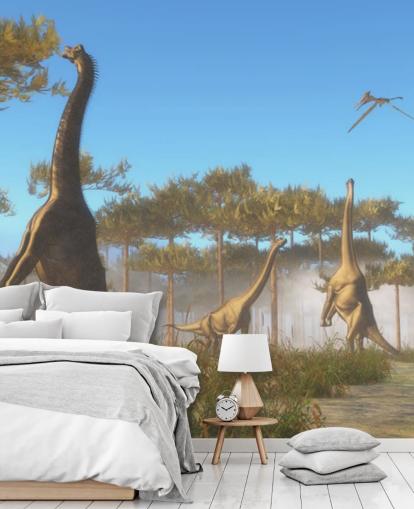 Brachiosaurus Spise Treblader Veggmaleri