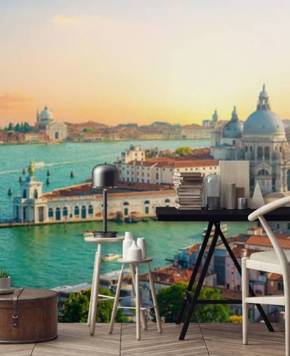 aqua blå hamnen i Venedig tapeter