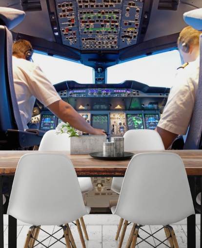 Pilots in Cockpit Wallpaper Mural