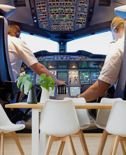 Pilots in Cockpit Wallpaper Mural