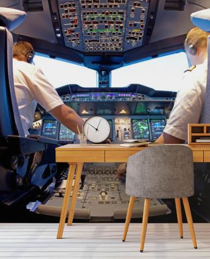 Pilots in Cockpit Wallpaper Mural