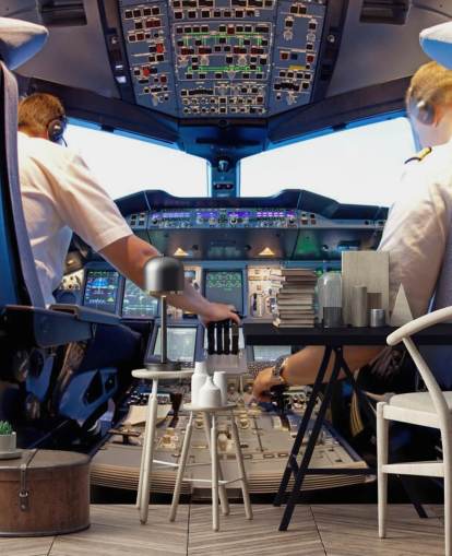 Piloter i Cockpit Wallpaper Mural