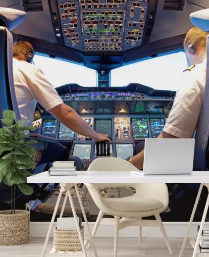 Pilots in Cockpit Wallpaper Mural