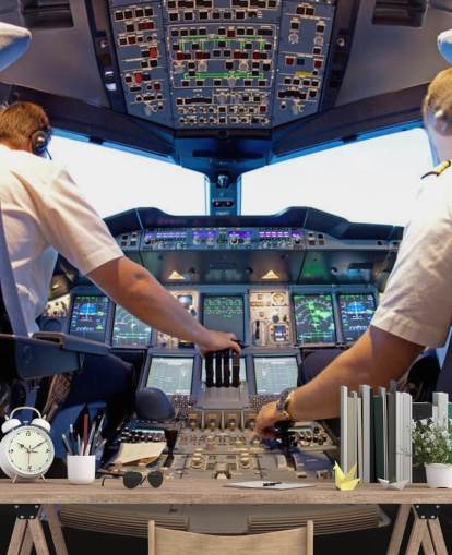 Pilots in Cockpit Wallpaper Mural