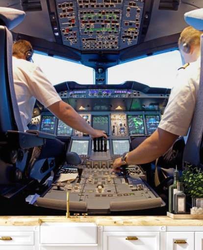 Piloter i Cockpit Wallpaper Mural