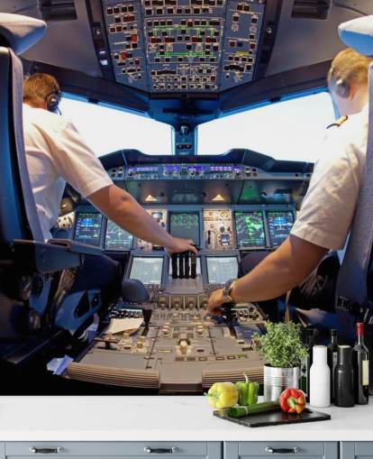 Piloter i Cockpit Wallpaper Mural