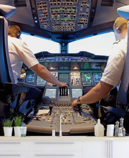 Cockpit Pilots Navigating Plane Inside Cockpit Wallpaper