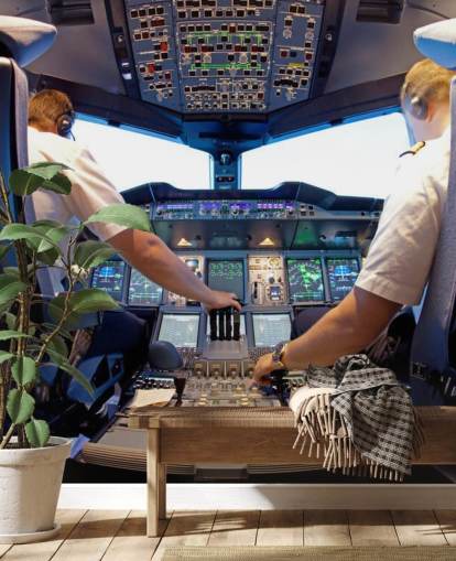 Piloten im Cockpit Fototapete