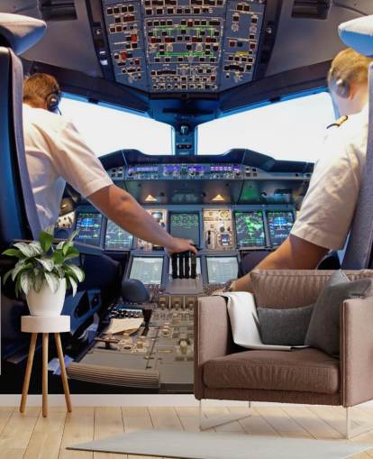 Piloter i Cockpit Bakgrunn Mural Piloter i Cockpit Bakgrunn Mural