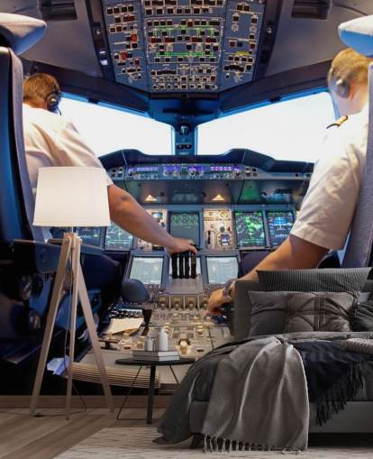 Piloter i Cockpit Bakgrunn Mural