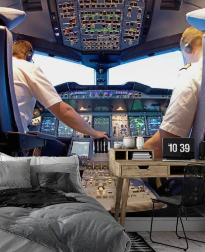 Piloter i Cockpit Wallpaper Mural