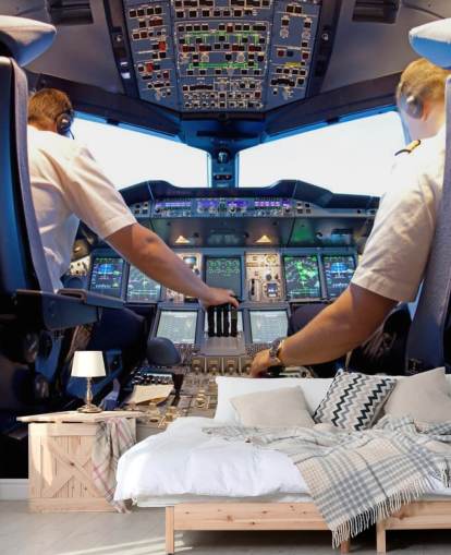 Pilots in Cockpit Wallpaper Mural Pilots in Cockpit Wallpaper Mural