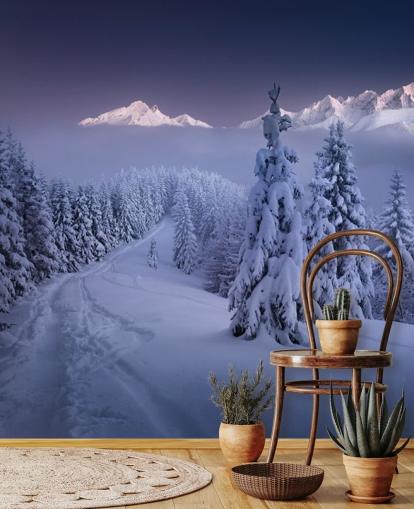 snowy forest and piste with mountains in the distance wallpaper snowy forest and piste with mountains in the distance wallpaper