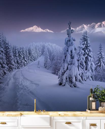 luminen metsä ja piste vuorilla etäisyys taustakuva