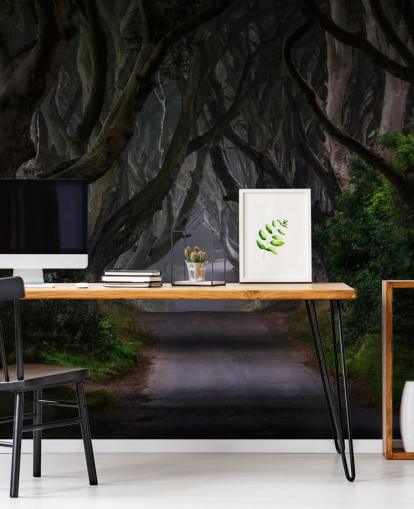 papier peint mural de la forêt sombre appelé Magic Road pour les chambres, les salons et les bureaux à domicile