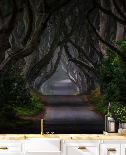 dark forest wallpaper mural called Magic Road for bedrooms, living rooms and home offices dark forest wallpaper mural called Magic Road for bedrooms, living rooms and home offices