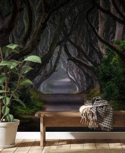 dark forest wallpaper mural called Magic Road for bedrooms, living rooms and home offices