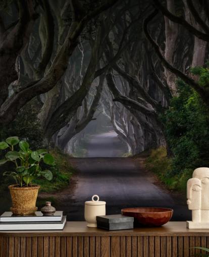 dark forest wallpaper mural called Magic Road for bedrooms, living rooms and home offices