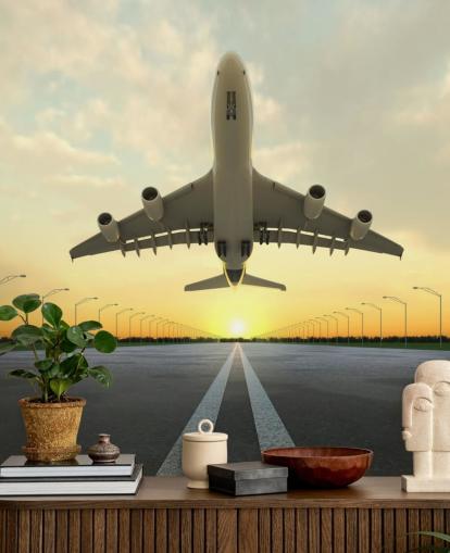 Plane Setting Off Wallpaper