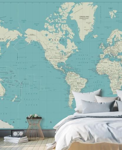 Fondo de pantalla de mapa mundial azul cielo y blanco