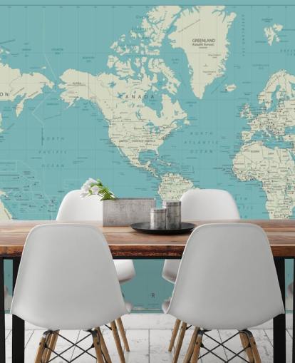 Fondo de pantalla de mapa mundial azul cielo y blanco