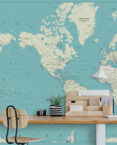 Fondo de pantalla de mapa mundial azul cielo y blanco