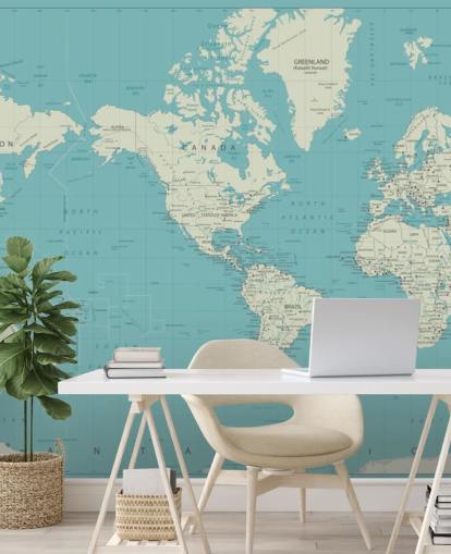 Fondo de pantalla de mapa mundial azul cielo y blanco