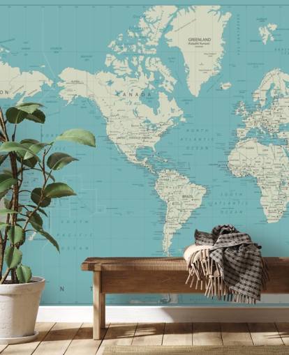 Papel de parede do mapa mundial azul celeste e branco