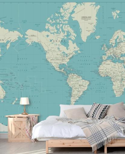 Papel de parede do mapa mundial azul celeste e branco