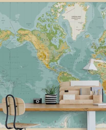 Sininen, vihreä ja ruskea Amerikan Keski-maailmankartan taustakuva