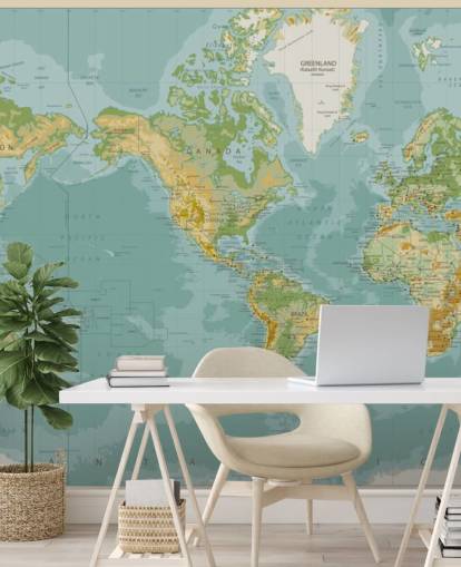 Papel de parede azul, verde e marrom do mapa mundial da América Central Papel de parede azul, verde e marrom do mapa mundial da América Central