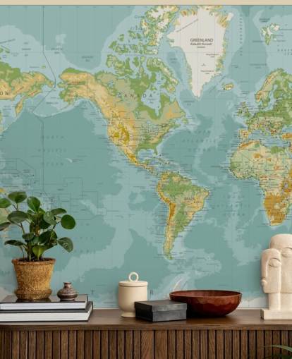 Papel de parede azul, verde e marrom do mapa mundial da América Central Papel de parede azul, verde e marrom do mapa mundial da América Central