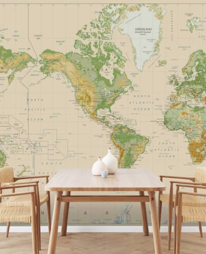 Carta da parati con mappa del mondo naturalmente ombreggiata