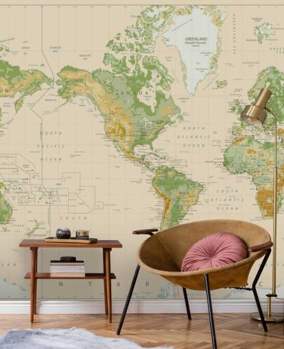 Papel de parede do mapa mundial naturalmente sombreado