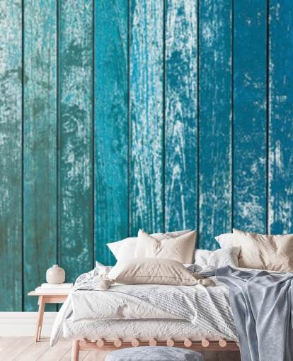 rustic old blue boards wallpaper