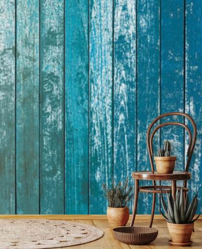rustic old blue boards wallpaper