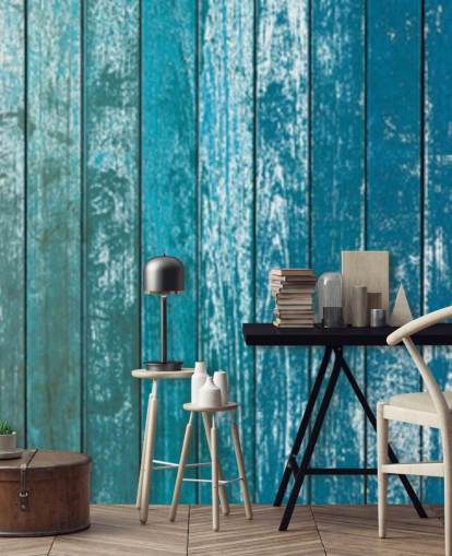 papel pintado rústico de tablas azules antiguas