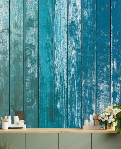 rustikale alte blaue Bretter Tapete