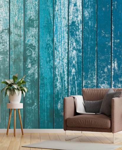 rustic old blue boards wallpaper