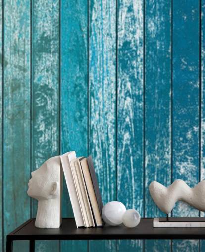 rustic old blue boards wallpaper