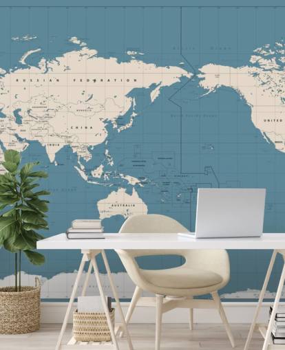 Papel de parede do mapa do mundo azul e branco