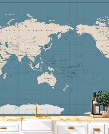 Papel de parede do mapa do mundo azul e branco Papel de parede do mapa do mundo azul e branco